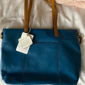 Hobo Bayou Tote Bag in a Beautiful Blue Leather